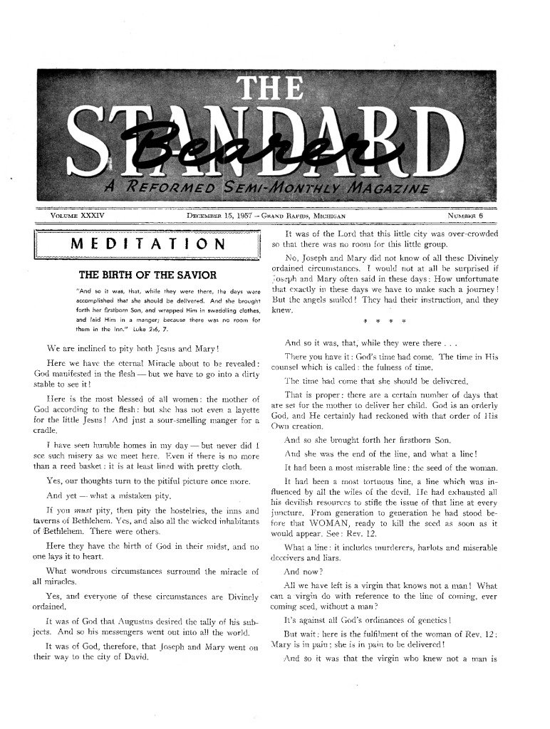 Vol 34 Issue 06 12/15/1957 The Standard Bearer Magazine by Reformed